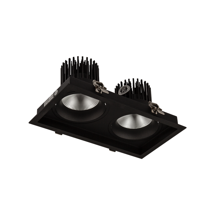 Cevon Box XL Tilt/Rotate Double Downlight Kit Black 3000K