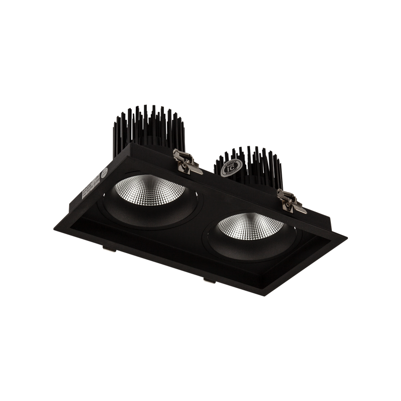 Cevon Box XL Tilt/Rotate Double Downlight Kit Black 4000K