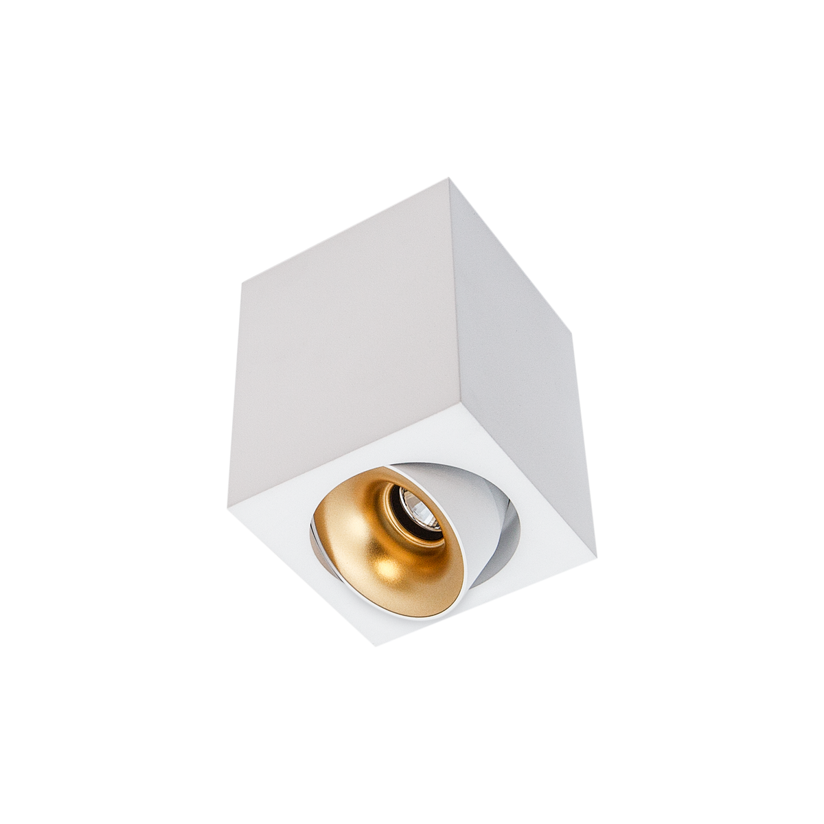 Cevon Med Square Tilt/Rotate Surface Mt Downlight White, Gold 3000K