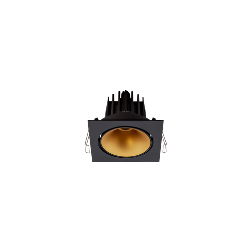 Cevon Tilt/Rotate Square Med Downlight Kit Black, Gold 3000K