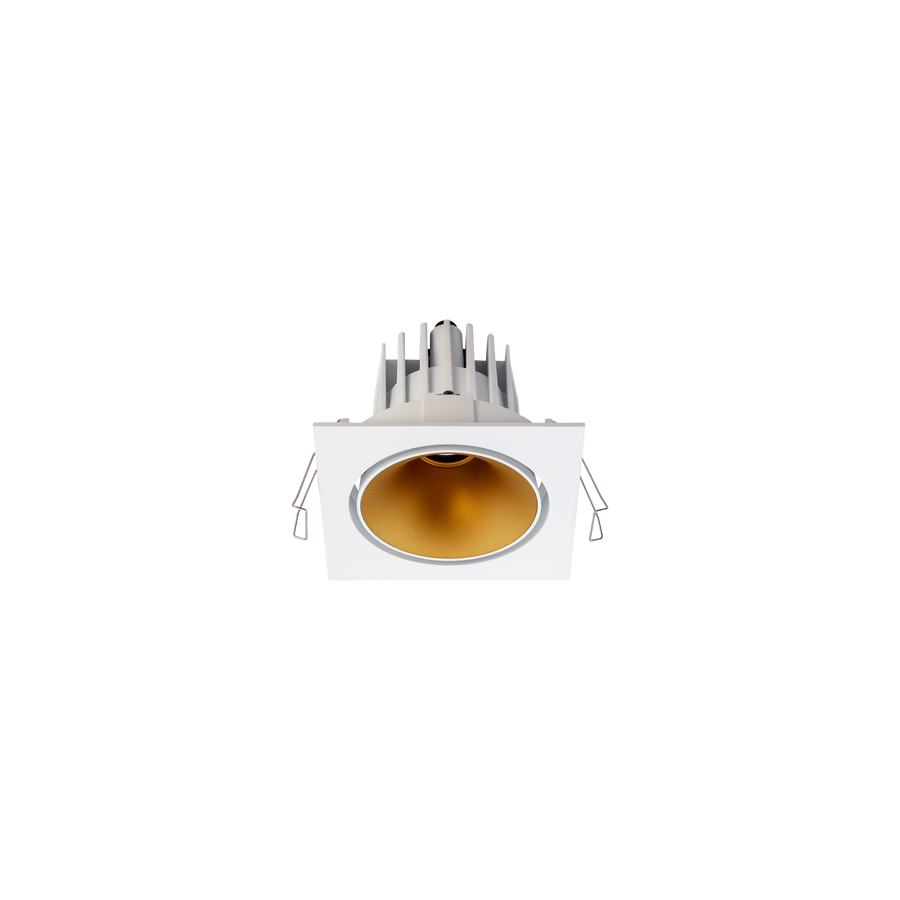 Cevon Tilt/Rotate Square Med Downlight Kit White, Gold 3K