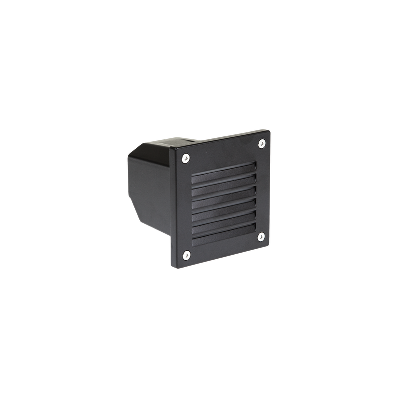 2W LED Exterior Wall Recess Louvre Square Black 3000K