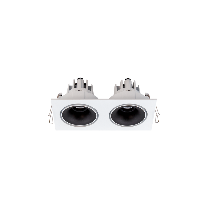 Cevon Tilt/Rotate Sml Double Downlight Kit White, Matt Black 3000K