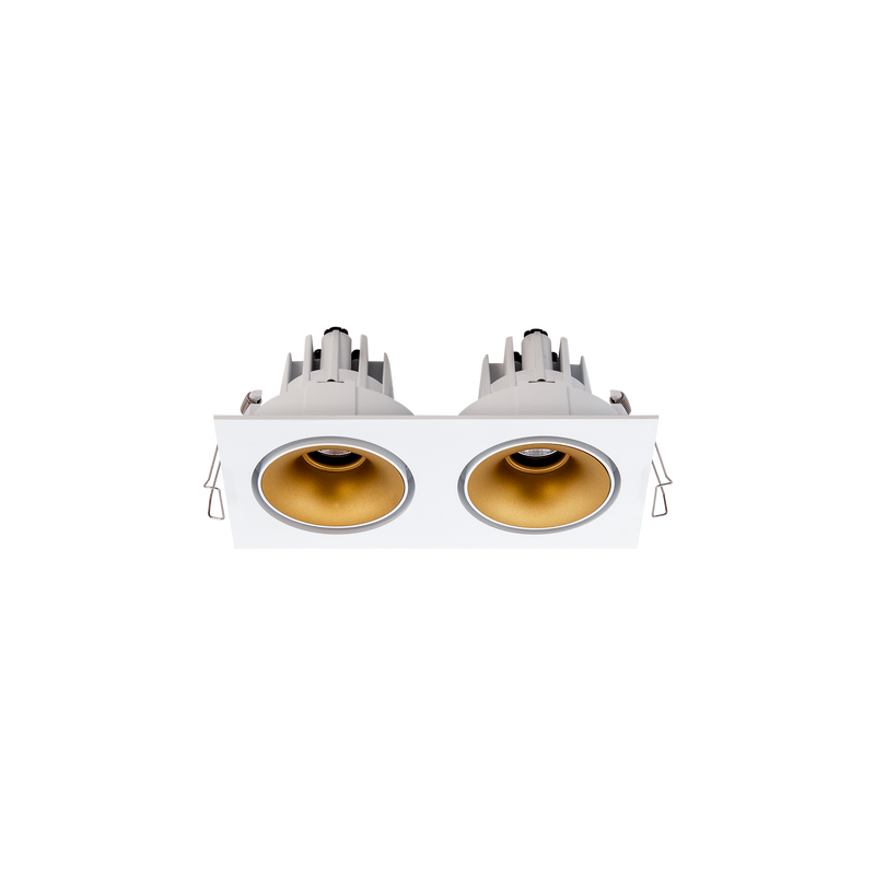 Cevon Tilt/Rotate Sml Double Downlight Kit White, Gold 3000K