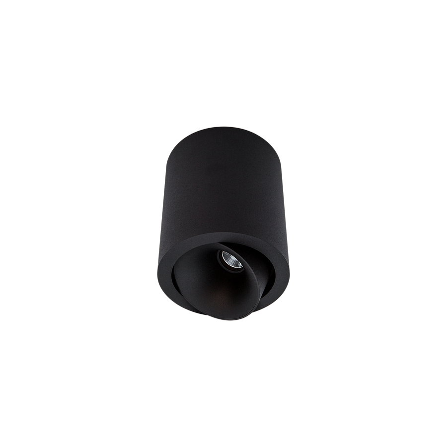 Cevon Large Tilt/Rotate Surface Mt Downlight Black, Black 3000K