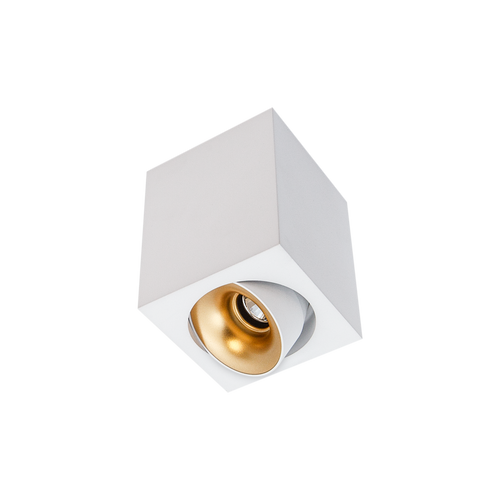 Cevon Med Square Tilt/Rotate Surface Mt Downlight White, Gold 3000K