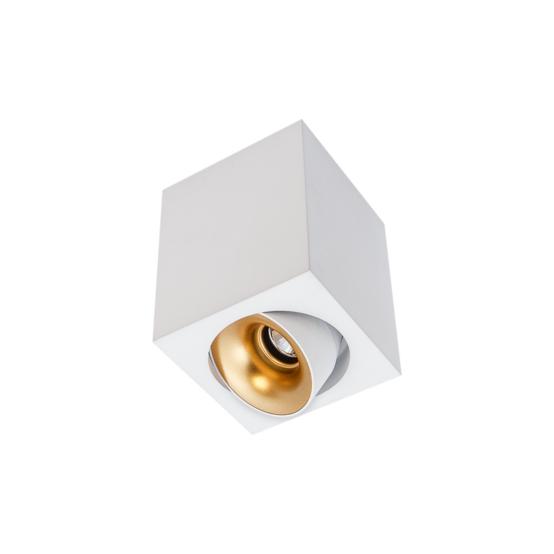 Cevon Med Square Tilt/Rotate Surface Mt Downlight White, Gold 3000K