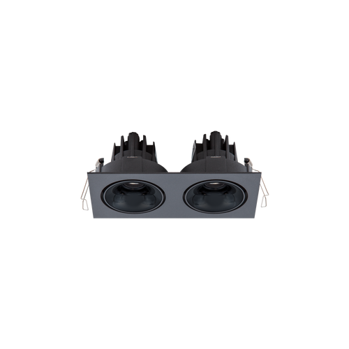 Cevon Tilt/Rotate Sml Double Downlight Kit Black, High Gloss Black 3K