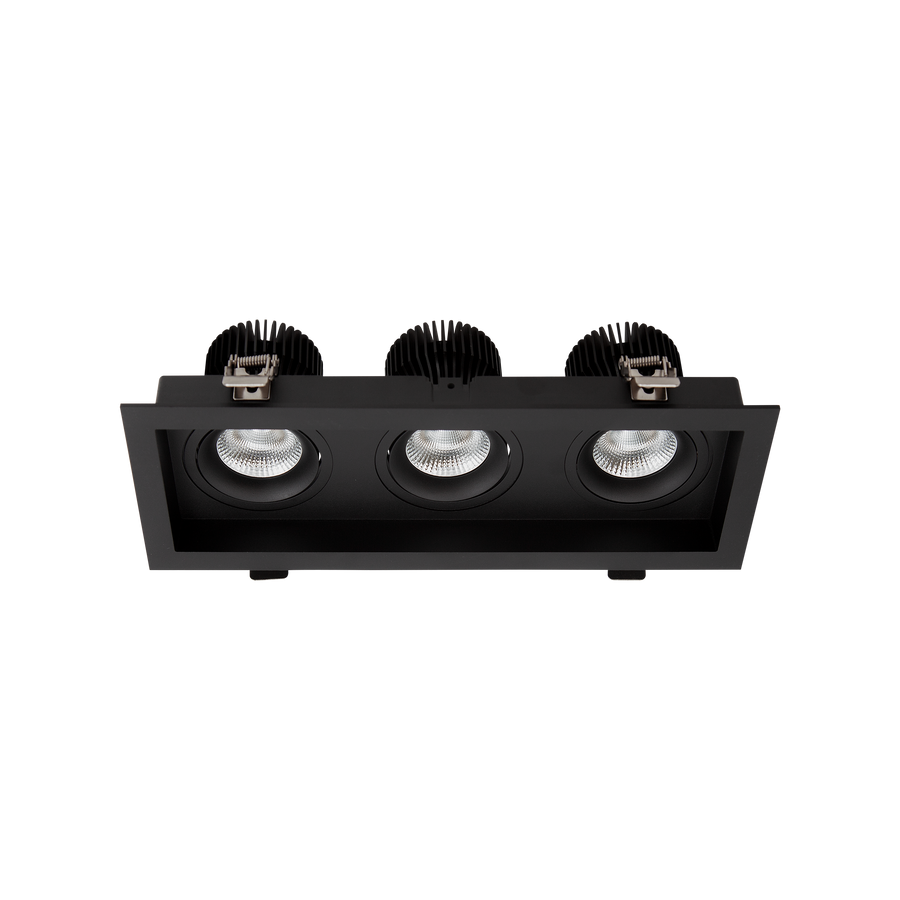 Cevon Box Tilt/Rotate Triple Downlight Kit Black 3000K