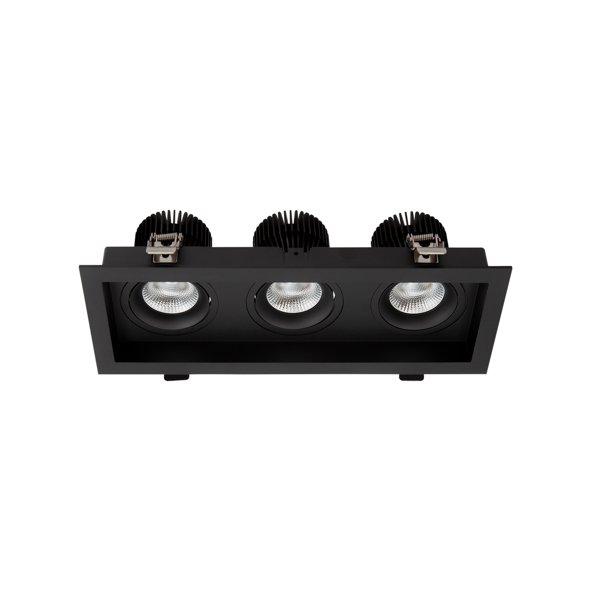 Cevon Box Tilt/Rotate Triple Downlight Kit Black 3000K