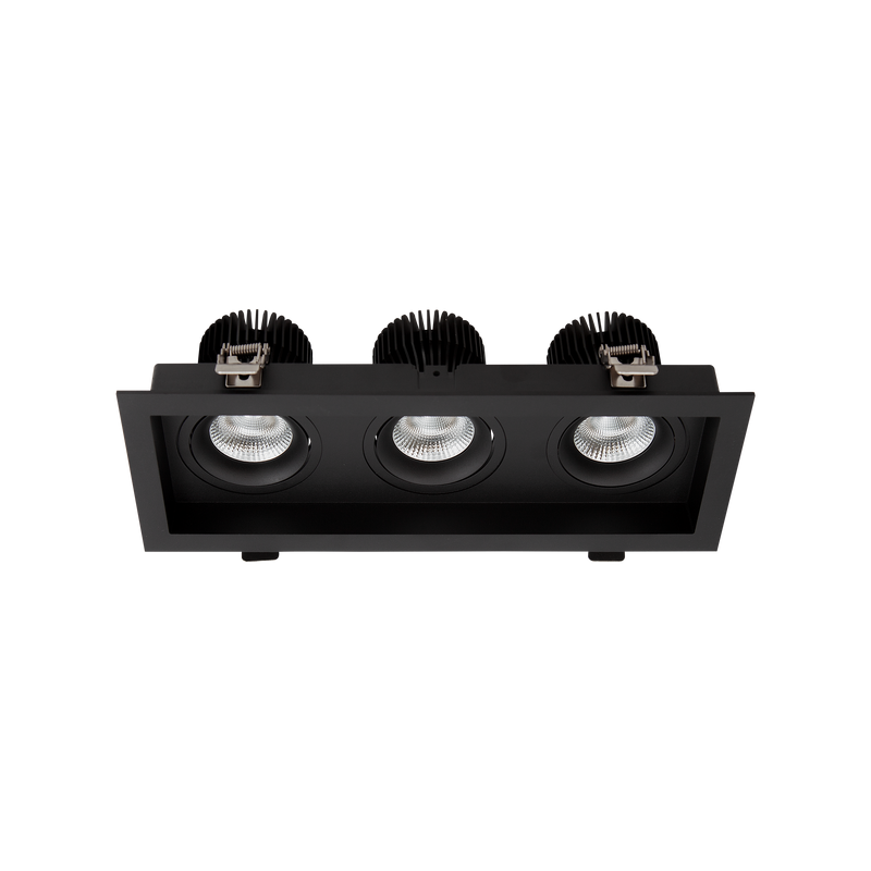 Cevon Box Tilt/Rotate Triple Downlight Kit Black 3000K